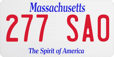 MA license plate 277SA0