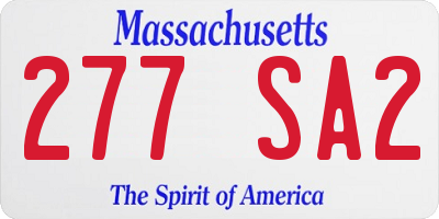 MA license plate 277SA2
