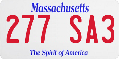 MA license plate 277SA3