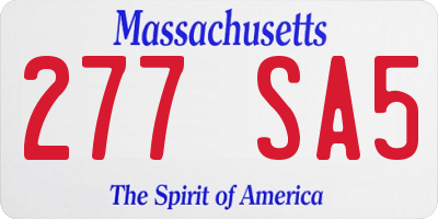 MA license plate 277SA5