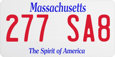 MA license plate 277SA8