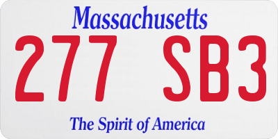 MA license plate 277SB3