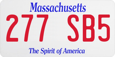 MA license plate 277SB5