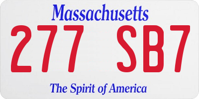 MA license plate 277SB7