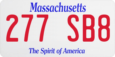 MA license plate 277SB8