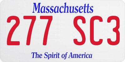 MA license plate 277SC3