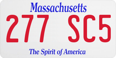 MA license plate 277SC5