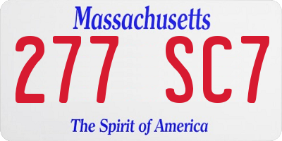 MA license plate 277SC7
