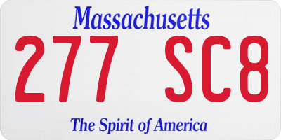 MA license plate 277SC8