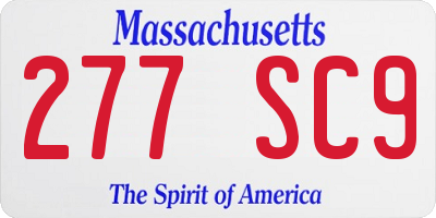MA license plate 277SC9