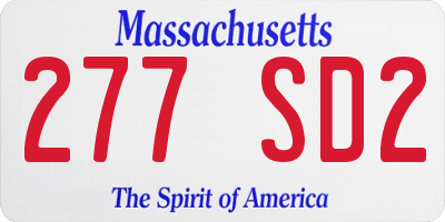 MA license plate 277SD2