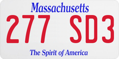 MA license plate 277SD3