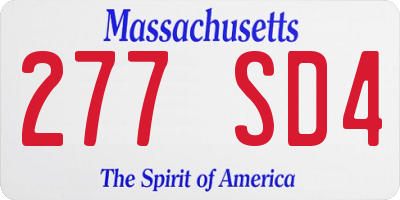 MA license plate 277SD4