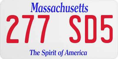 MA license plate 277SD5