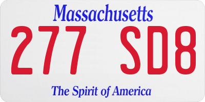 MA license plate 277SD8