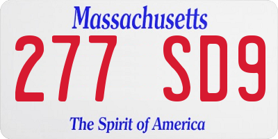 MA license plate 277SD9