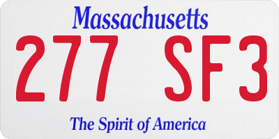 MA license plate 277SF3