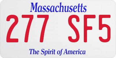 MA license plate 277SF5