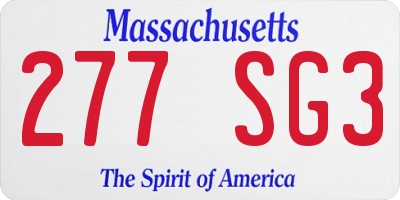 MA license plate 277SG3