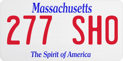 MA license plate 277SH0