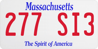 MA license plate 277SI3