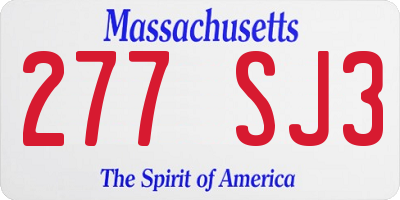 MA license plate 277SJ3