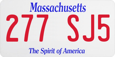 MA license plate 277SJ5