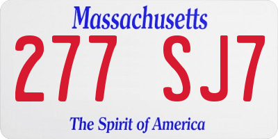MA license plate 277SJ7