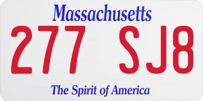 MA license plate 277SJ8