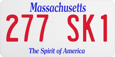 MA license plate 277SK1
