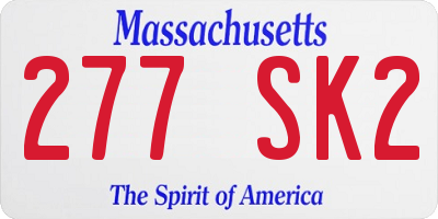 MA license plate 277SK2