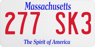 MA license plate 277SK3
