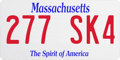 MA license plate 277SK4