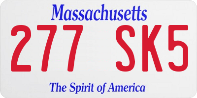 MA license plate 277SK5