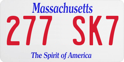 MA license plate 277SK7