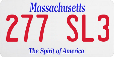 MA license plate 277SL3