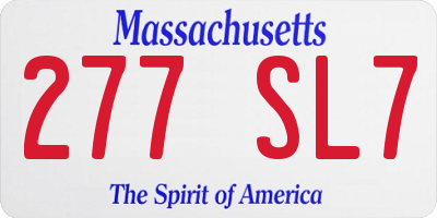 MA license plate 277SL7
