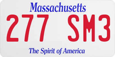 MA license plate 277SM3