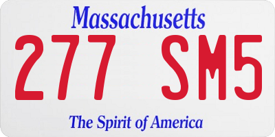 MA license plate 277SM5