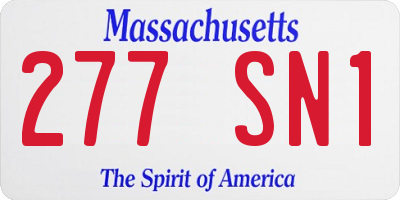 MA license plate 277SN1