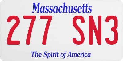 MA license plate 277SN3