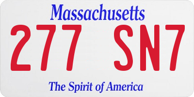MA license plate 277SN7