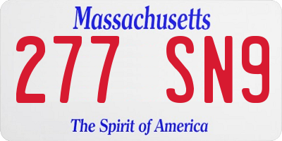 MA license plate 277SN9