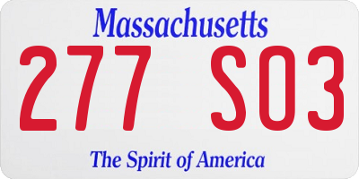 MA license plate 277SO3