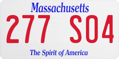 MA license plate 277SO4