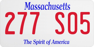 MA license plate 277SO5