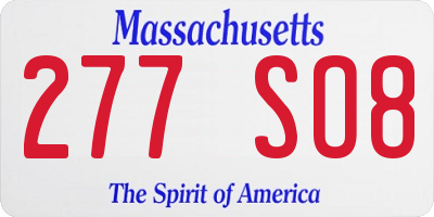 MA license plate 277SO8