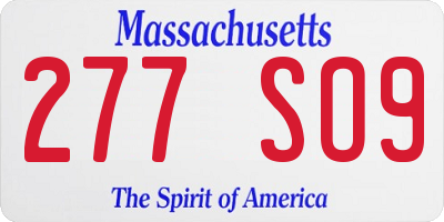 MA license plate 277SO9