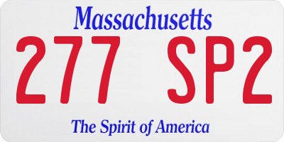 MA license plate 277SP2