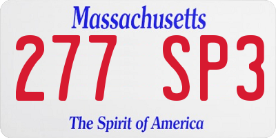 MA license plate 277SP3